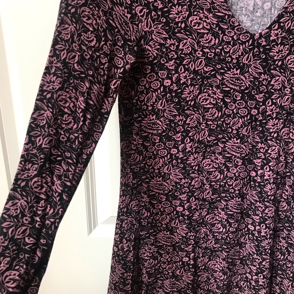 Express Black and Pink Floral Long Sleeve Dress - Picture 3 of 9